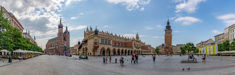 Krakow Main Square Panorama - obrazy, fototapety, plakaty