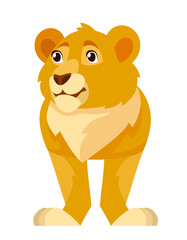 Lion cub front view. African animal in cartoon style.