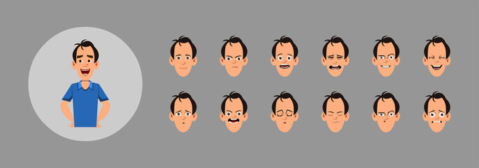 People with different facial emotion set.  Different facial emotions for custom animation, motion or design.