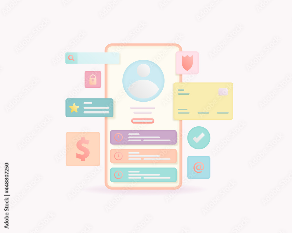 Poster mobile payment application concept. internet banking on mobile. application interface. vector illust