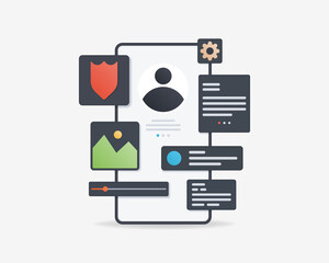 Mobile app development and web design concept. Application interface. Vector illustration.