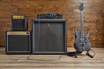 Guitar amplifiers in a studio