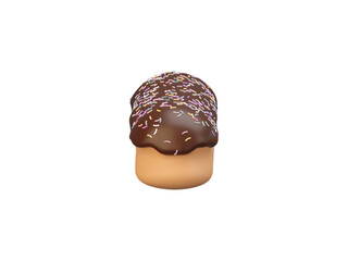 Donuts with sprinkles flying over on background . 3D rendering