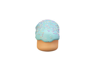 Donuts with sprinkles flying over on background . 3D rendering