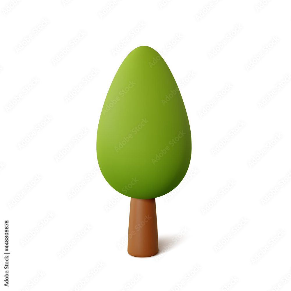 Poster tree isolated on a white background. 3d rendering vector illustration