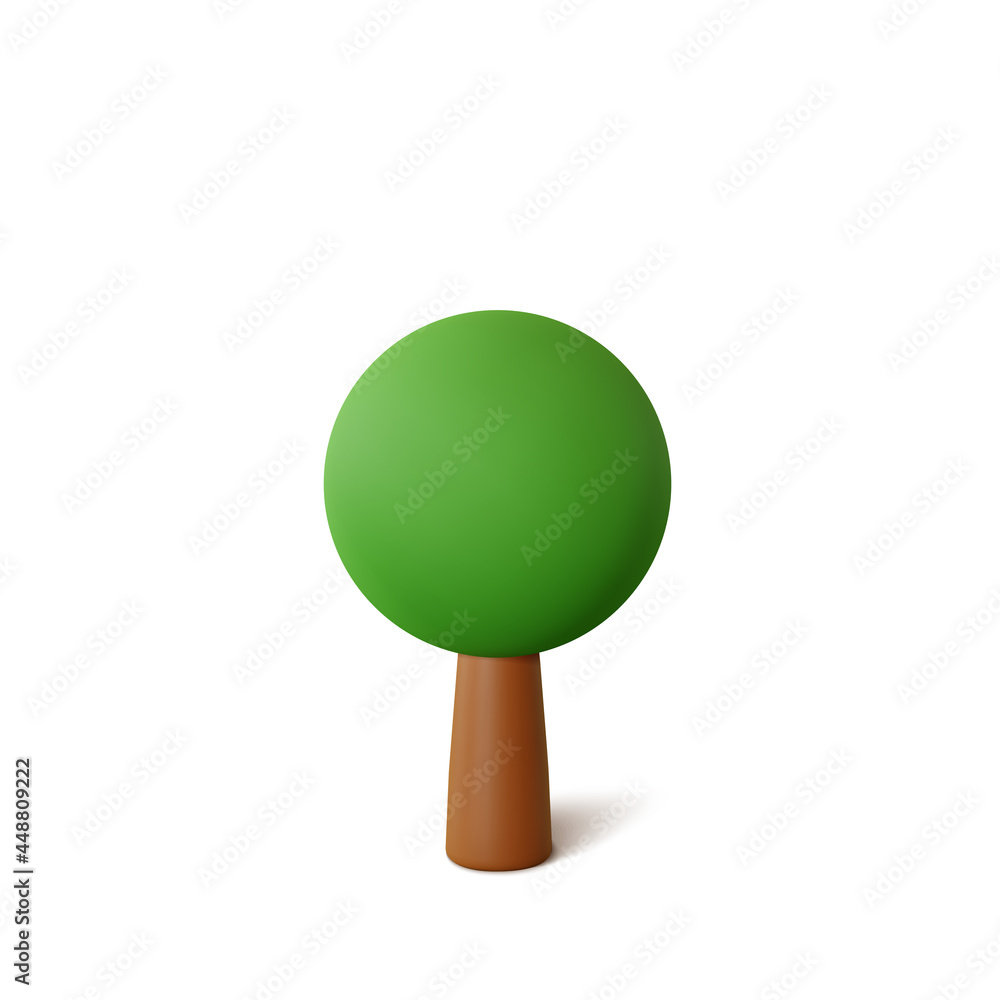 Poster tree isolated on a white background. 3d rendering vector illustration