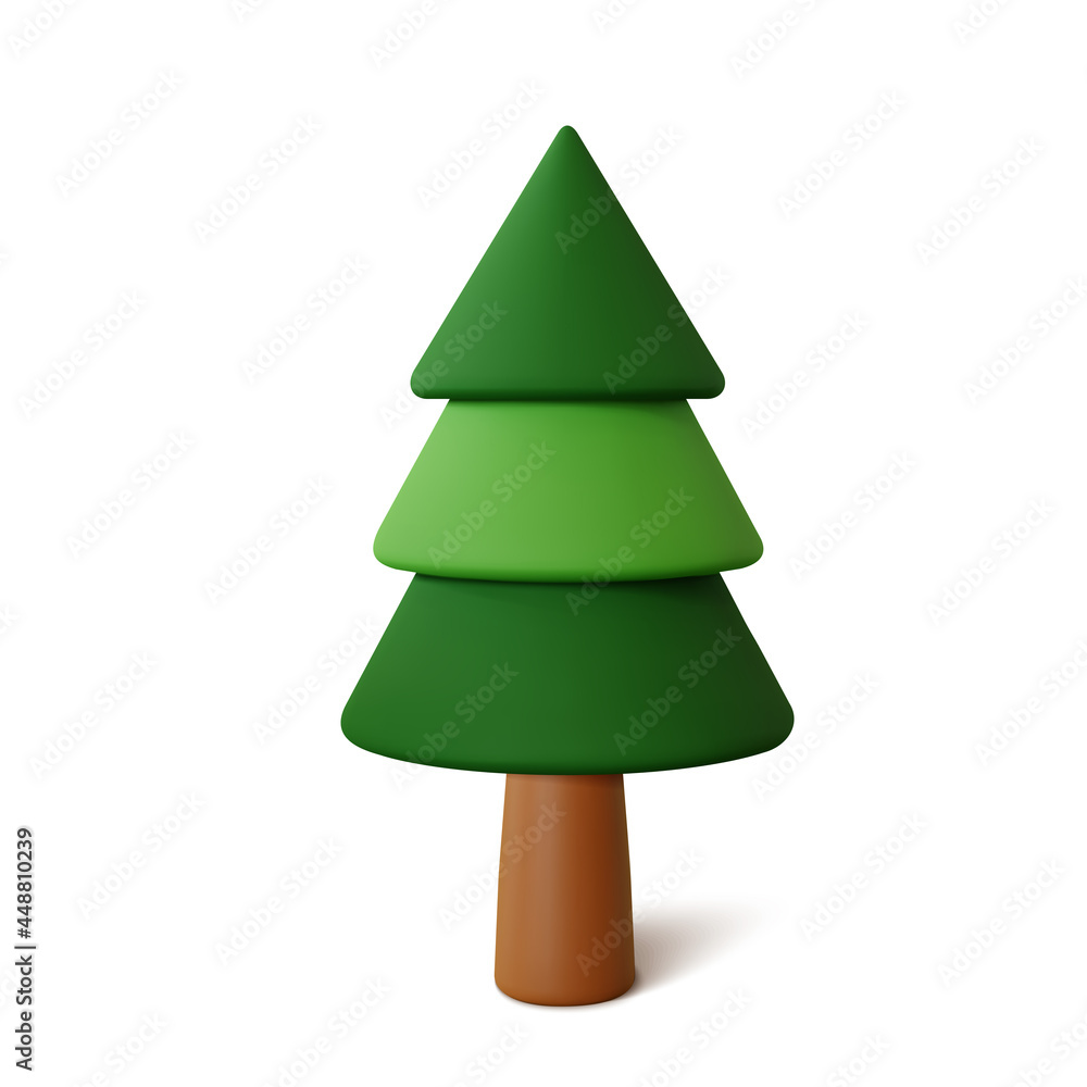Poster fir tree isolated on a white background. 3d rendering vector