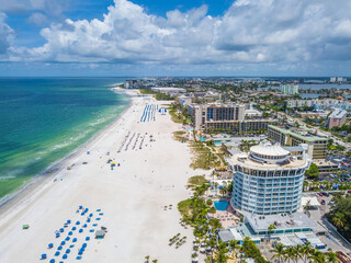 Summer vacations. St. Pete Beach Florida. Ocean beach, Hotels and Resorts in US. Blue-turquoise...