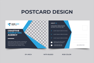 Marketing business Postcard Template Design, Simple and Modern Postcard Template for promotion