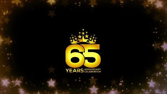 To celebrate anniversary greeting, invitation  Friendly party,  65  Years Anniversary Gold Color Logo Videos