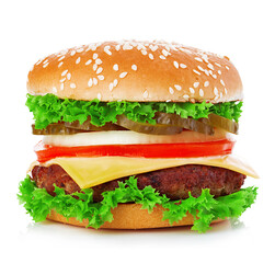 Hamburger isolated on white background. American concept.