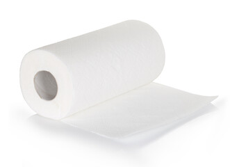 Kitchen paper towel isolated on white background.