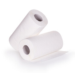 Kitchen paper towel isolated on white background.