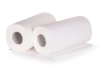 Kitchen paper towel isolated on white background.