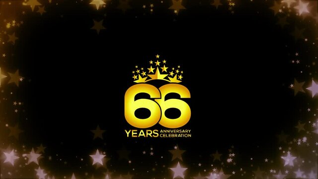 To celebrate anniversary greeting, invitation  Friendly party,  66  Years Anniversary Gold Color Logo Videos