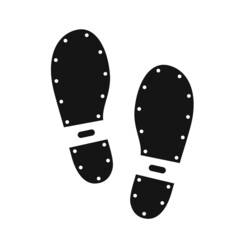 Black silhouettes footprint shoe isolated on white background. Vector