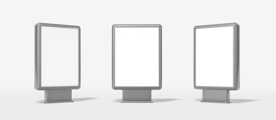 billboard in three positions, isolated from the white background, 3d rendering