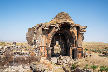 Naklejka premium Ani city ruins historical ancient ruins of an antique city in Kars, Turkey.