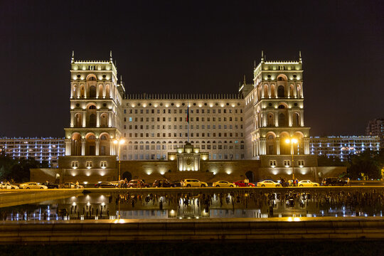 Government house on Freedom square at night. Baku. Azerbaijan