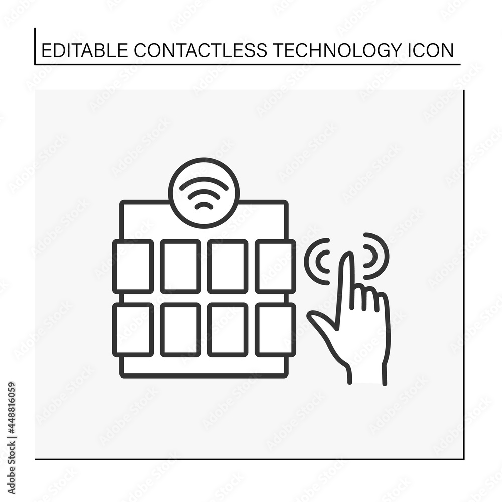 Poster wireless control line icon. touchless controlling devices. modern technology. wi-fi software.contact
