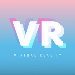 VR icon logo (Virtual reality ) flat design  , Digital effect technology , illustration Vector EPS 10
