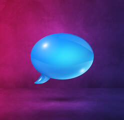 Blue speech bubble on purple square background