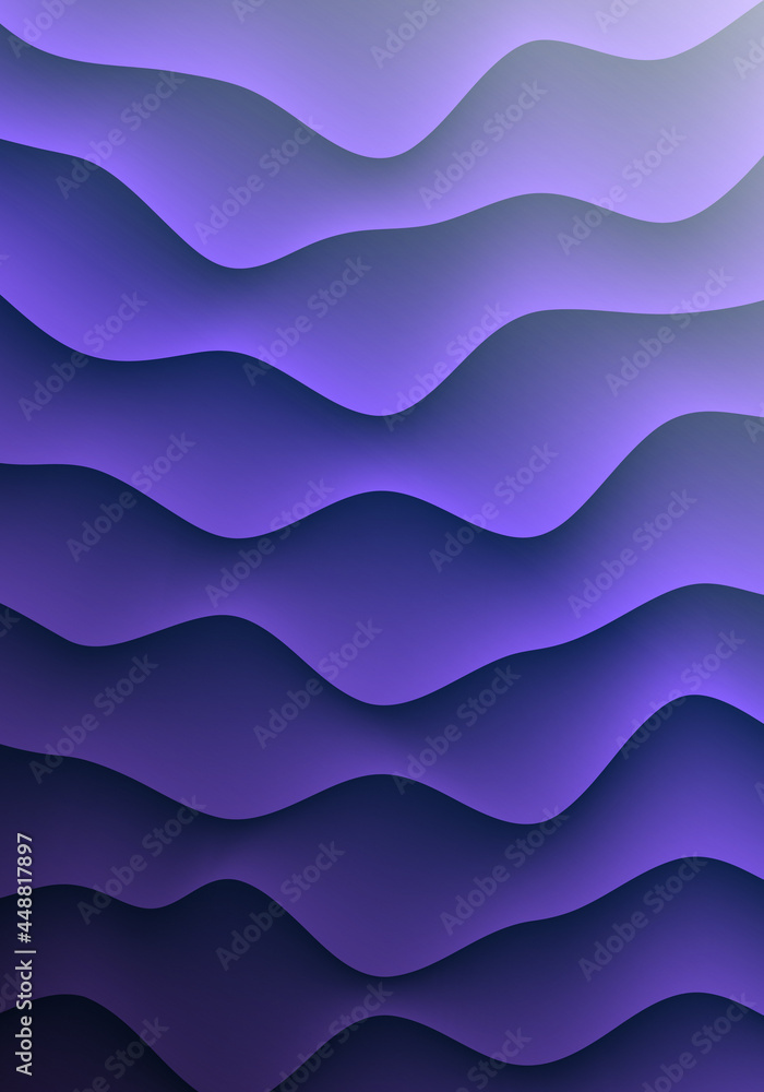 Poster 3d fluid distorted layered structure violet vertical abstract background design template