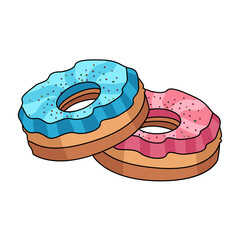 Isolated pair of donuts with extra sugar Vector
