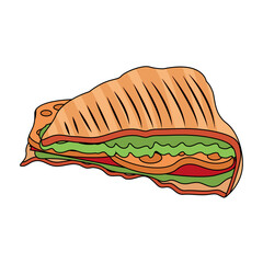 Isolated sandwich with cheese, tomato and lettuce Vector