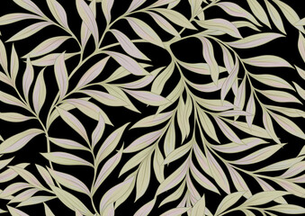 Floral Seamless pattern, background In art nouveau style, vintage, old, retro style. Colored vector illustration Isolated on black background..