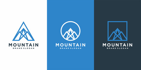 Mountain logo template with modern abstract concept Premium Vector