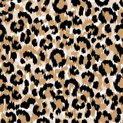 Hand Drawn Leopard Animal Print. Seamless Vector Leopard Pattern. Classic Color Combination Animal Print.