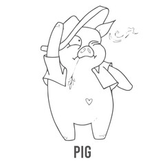 Coloring page for preschool children. Learn numbers for kindergartens and schools. Educational game. Vector illustration