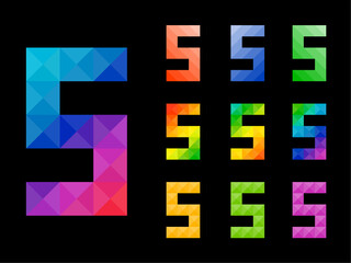 Set of colorful Number 5 with 3d concept art design. Good for web, app, or project element. Vector illustration.