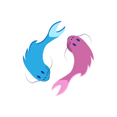 Isolated pisces animal character zodiac sign Vector