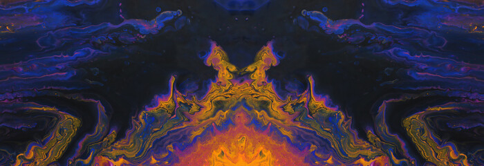 art photography of abstract marbleized effect background. Turquoise, purple, gold, yellow, blue and black creative colors. Beautiful paint