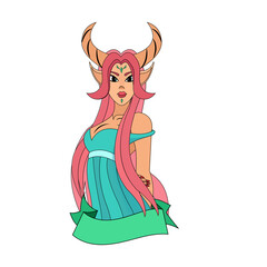 Isolated taurus female character zodiac sign Vector