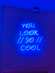 Blue neon sign