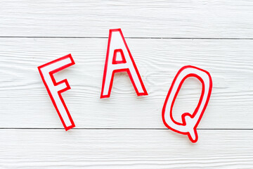 Faq - frequently asked questions - paper letters, top view