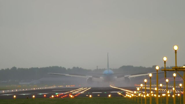 Runway view with lights
