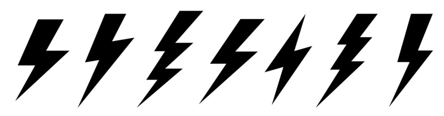 Lightning bolt icons vector set.