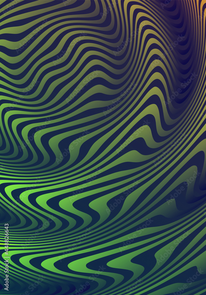Poster ripple wave striped pattern 3d green abstract vertical background design template
