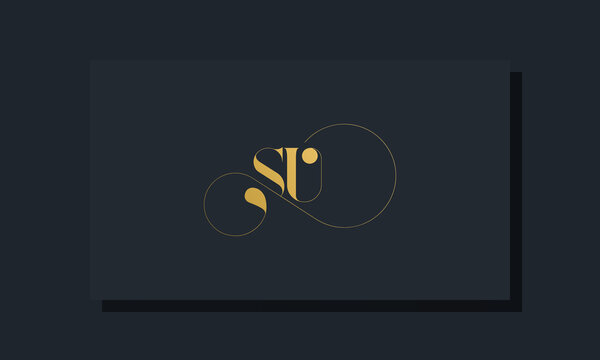 Minimal royal initial letters SU logo