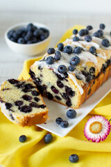 Blueberry loaf cake on a table