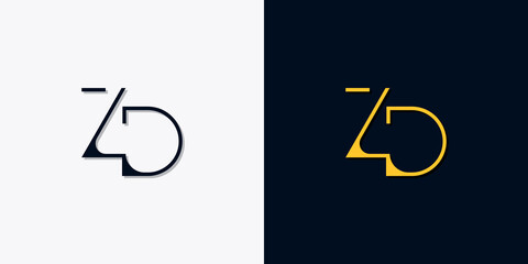 Minimalist abstract initial letters ZD logo.