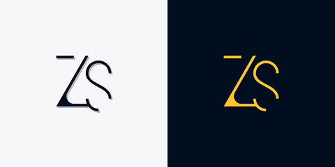 Minimalist abstract initial letters ZS logo. - obrazy, fototapety, plakaty