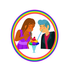 Happy homosexual couple with lgbt rainbow colors Vector