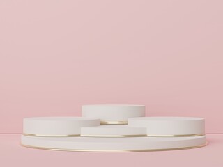 3d render display podium for product and cosmetic presentation. Minimal scene for advertising. Abstract clean background for web banner and mock up. simple geometric shapes.