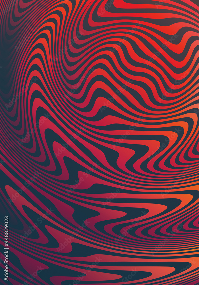 Poster ripple wave striped pattern 3d red abstract vertical background design template