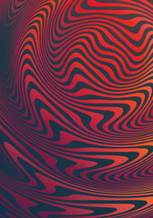 Ripple Wave Striped Pattern 3D Red Abstract Vertical Background Design Template